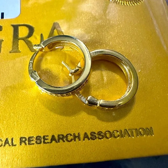 Moissanite 14k Gold over 925 sterling hoop Earrings .4ct - Picture 5 of 5